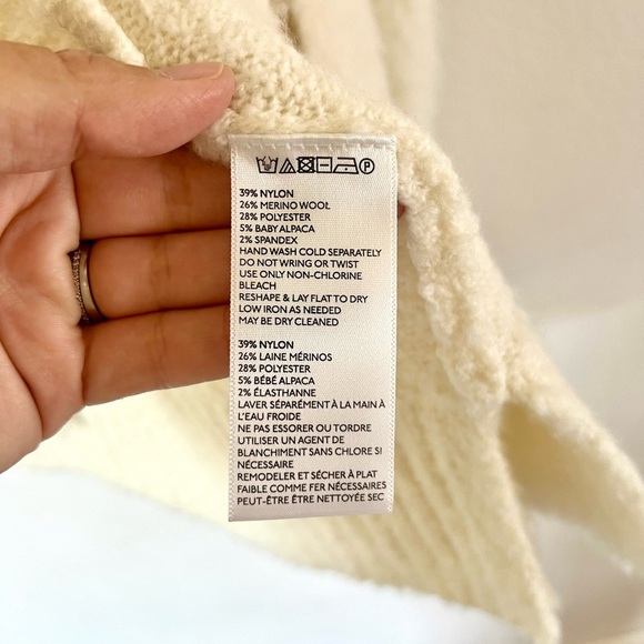 Anthropologie Sleeping On Snow Ivory Wool & Alpaca Blend Open Front Cardigan - Picture 8 of 8